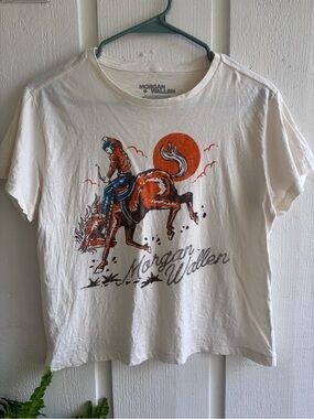 Morgan Wallen Concert Tee - Cream with Orange & Blue Graphic